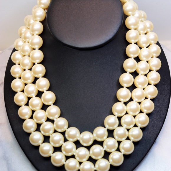 Carolee Three Strand Simulated Pearl Necklace - Picture 7 of 16